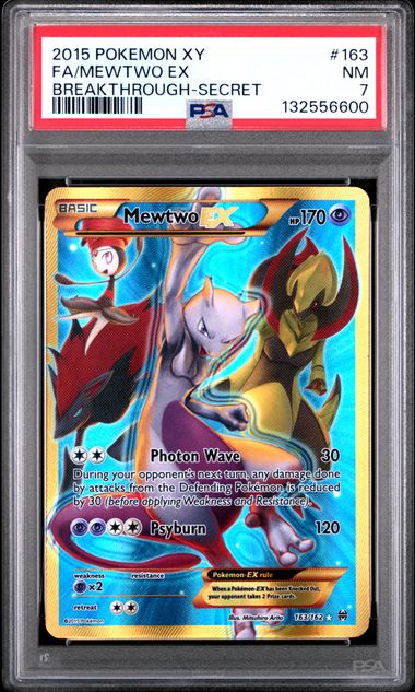 2016 Pokemon XY FA/Mewtwo EX Breakthrough 163 PSA 7